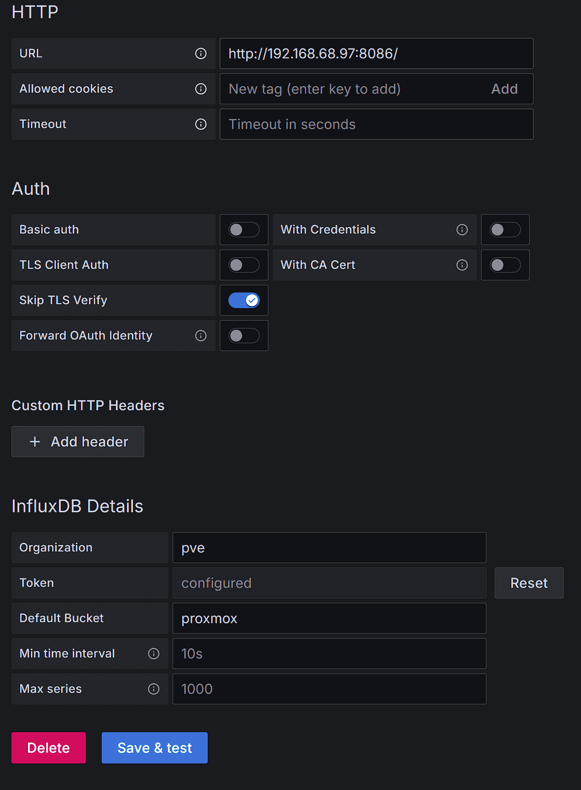 data source configuration